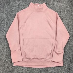 Fabletics Sweatshirt Womens Medium Pink Mock Neck Pullover Kangaroo Pocket